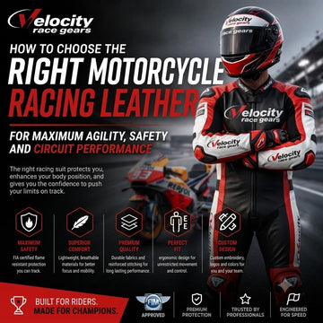Traje de Moto de Cuero 1 Pieza Velocity Race Gears – Mono de Carreras Personalizado con Protecciones CE
