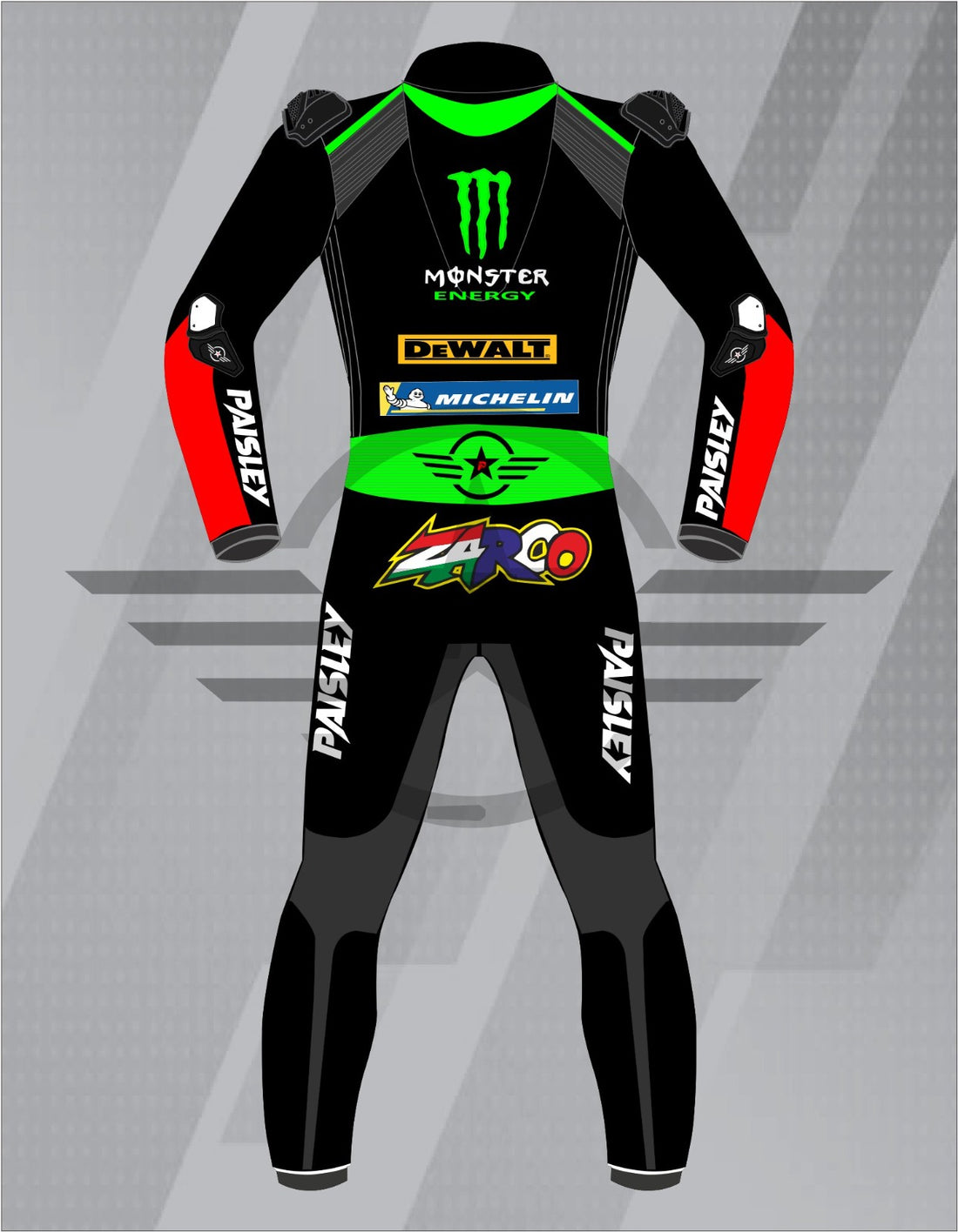 Mono de Moto de Cuero Monster Energy Yamaha – Traje de Circuito Profesional con Protecciones CE, Negro y Verde Neón