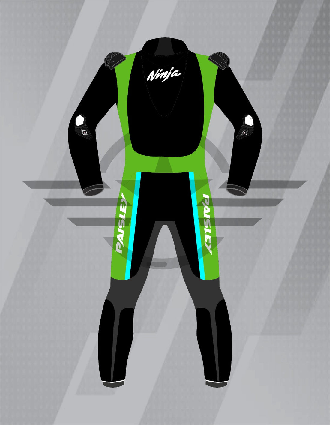 Mono de Moto de Cuero Paisley Kawasaki Suzuki – Traje de Circuito Profesional con Protecciones CE, Negro y Verde