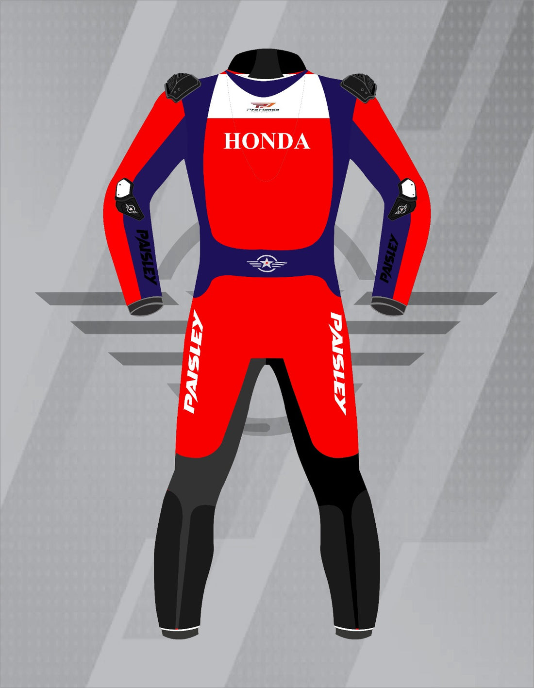 Mono de Moto de Cuero Paisley Pro Honda – Traje de Circuito MotoGP Profesional con Protecciones CE, Rojo y Azul