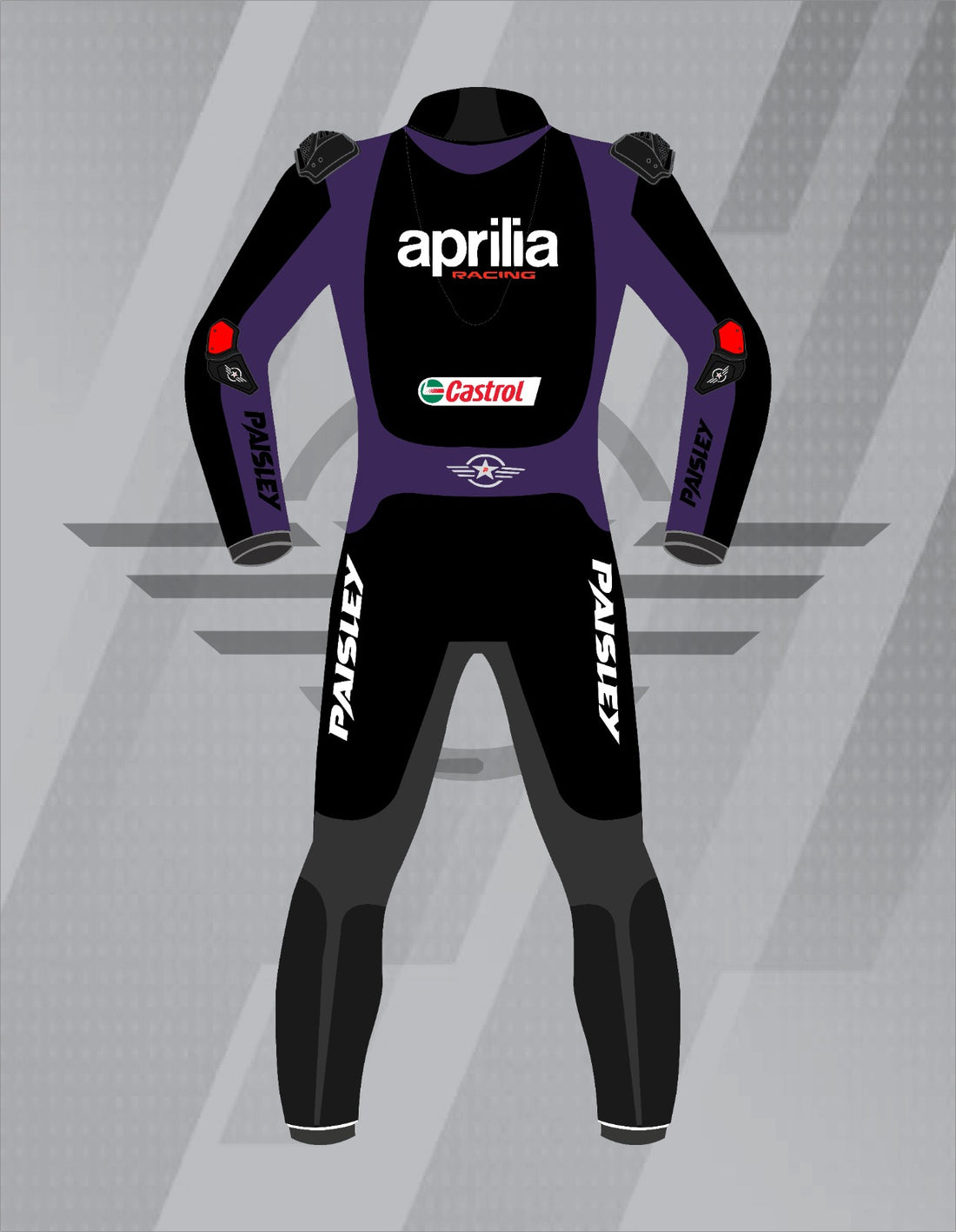 Mono de Moto de Cuero Paisley Aprilia Racing – Traje de Circuito MotoGP Profesional con Protecciones CE, Negro y Rojo
