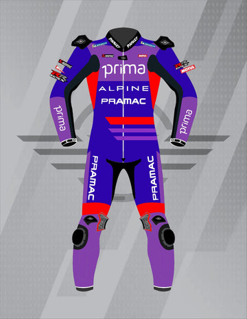 Mono de Moto de Cuero Paisley Prima Pramac Ducati – Traje de Circuito MotoGP Profesional con Protecciones CE, Morado y Azul
