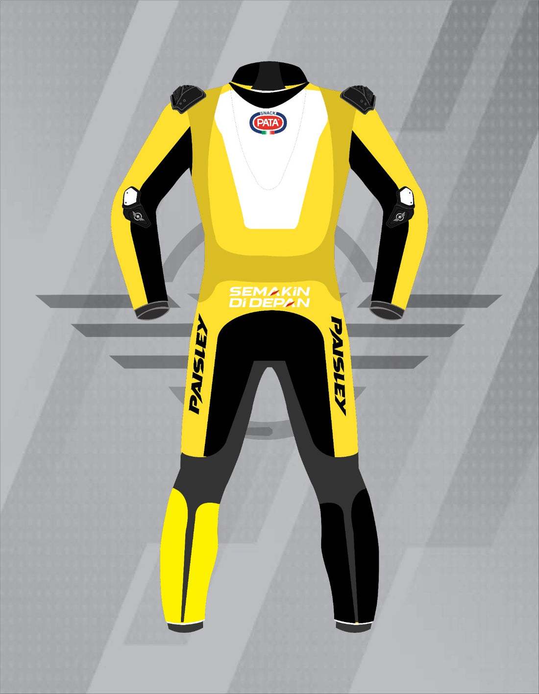 Mono de Moto de Cuero Paisley Pata Yamaha SBK – Traje de Circuito Profesional con Protecciones CE, Amarillo y Blanco