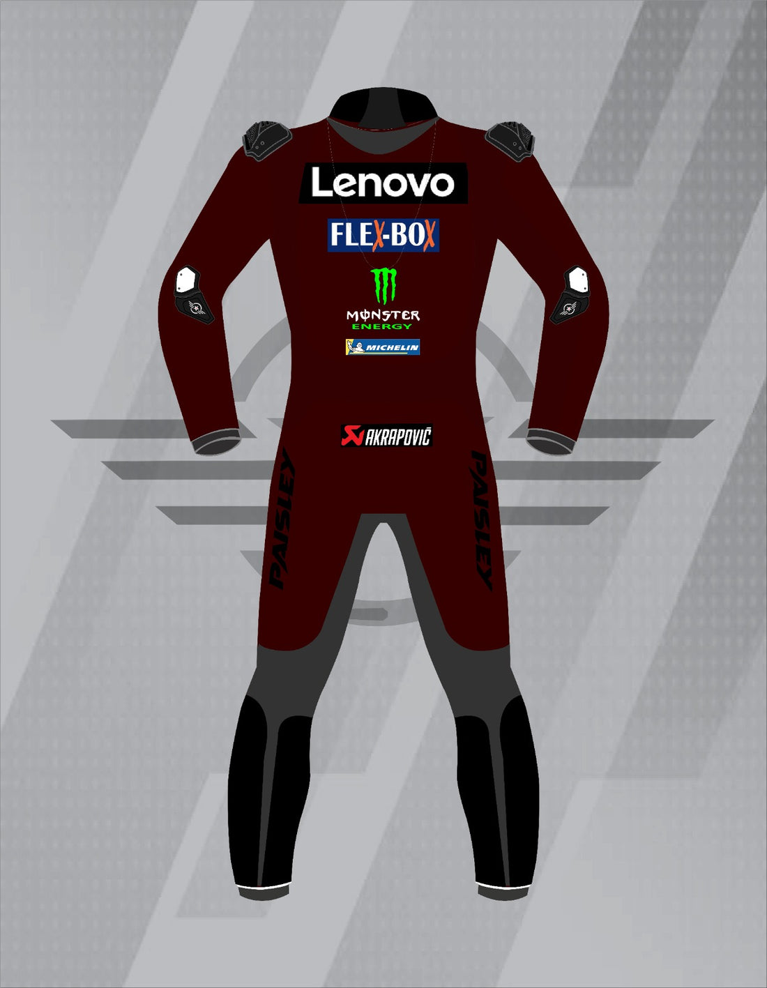 Mono de Moto de Cuero Paisley Ducati Lenovo Monster – Traje de Circuito MotoGP Profesional con Protecciones CE, Rojo y Negro