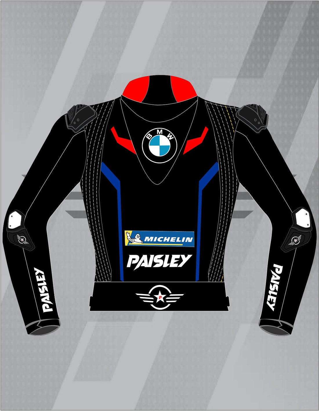 Chaqueta de Moto de Cuero Paisley BMW Motorrad – Cazadora Deportiva de Carretera con Protecciones CE, Negro y Azul