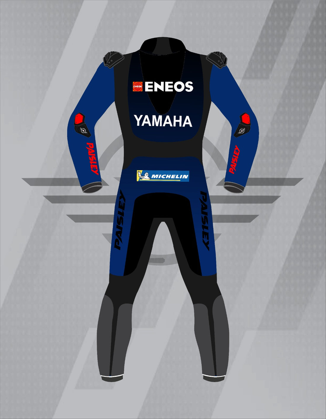 Mono de Moto de Cuero Paisley Monster Energy Yamaha – Traje de Circuito MotoGP Profesional con Protecciones CE, Negro y Azul